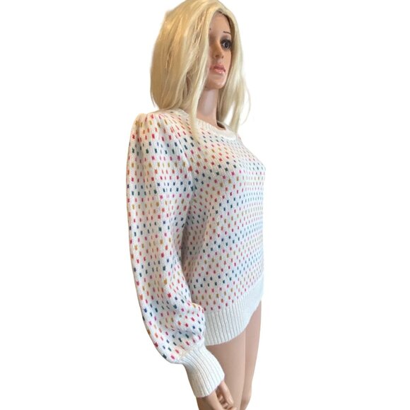 Marine Layer Rainbow Puff Sleeve Crewneck Sweater Large MSRP$178 - Picture 7 of 17